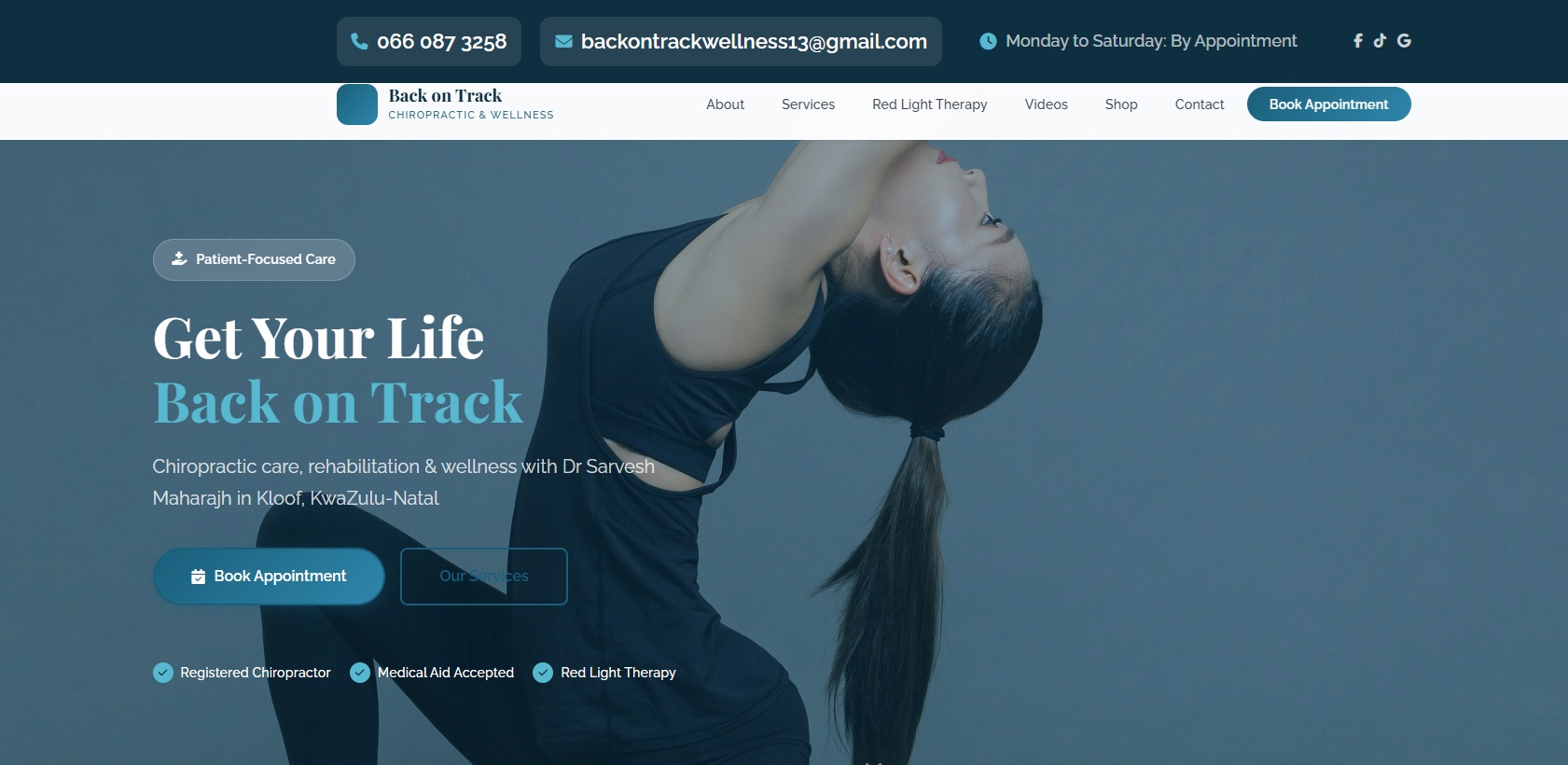 Back On Track Wellness homepage preview