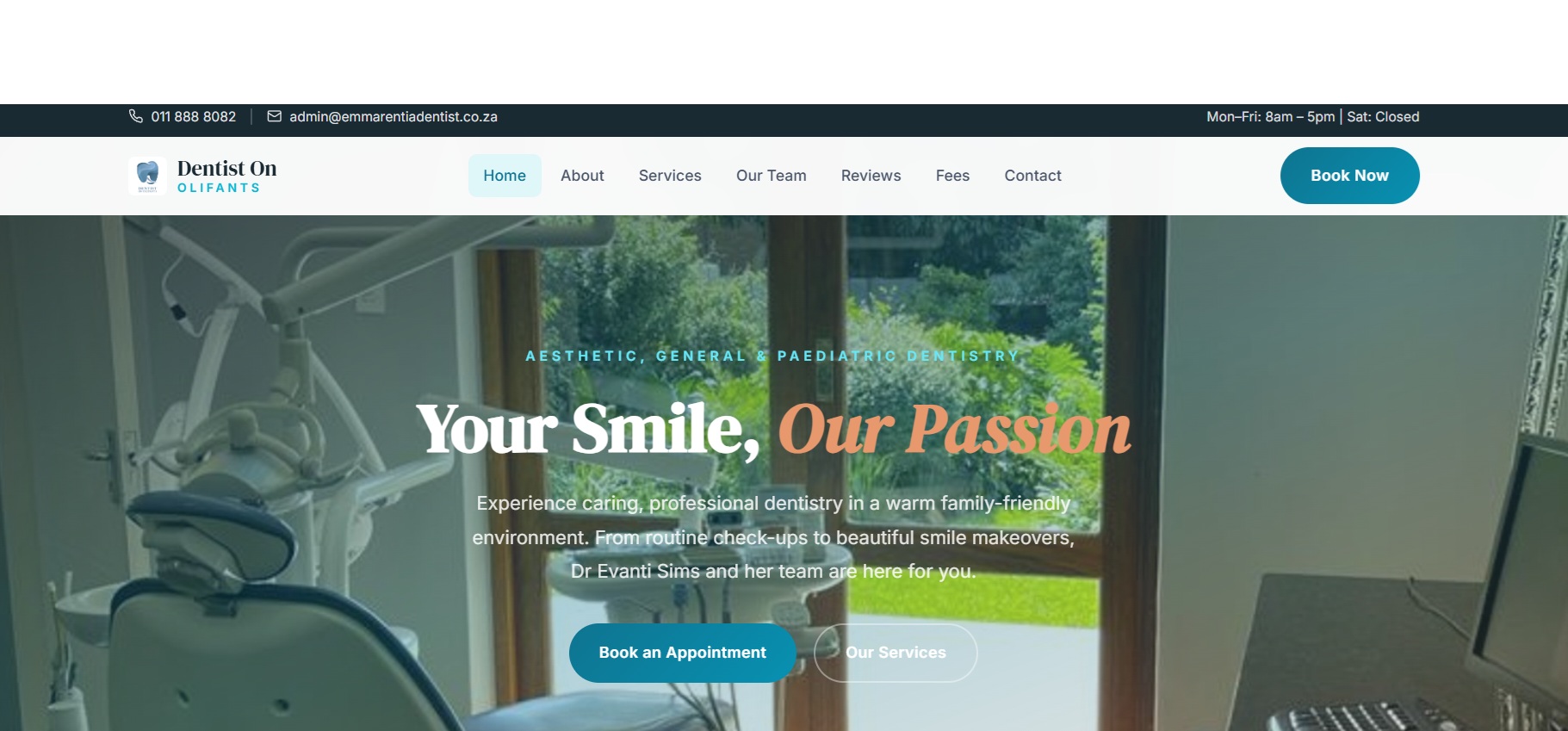 Dentist On Olifants homepage preview